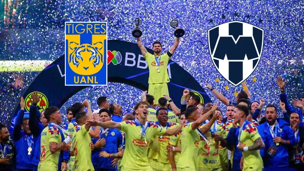 América bicampeón y escudos de Trigres y Monterrey