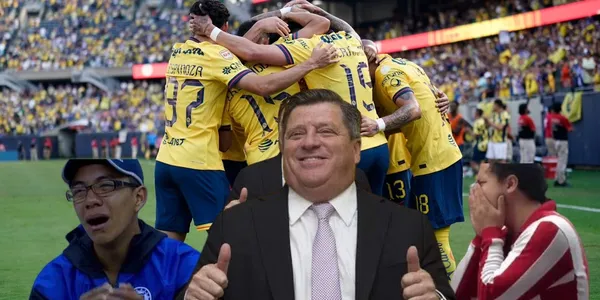 América celebra el gol ante Aston Villa (foto: Club América)