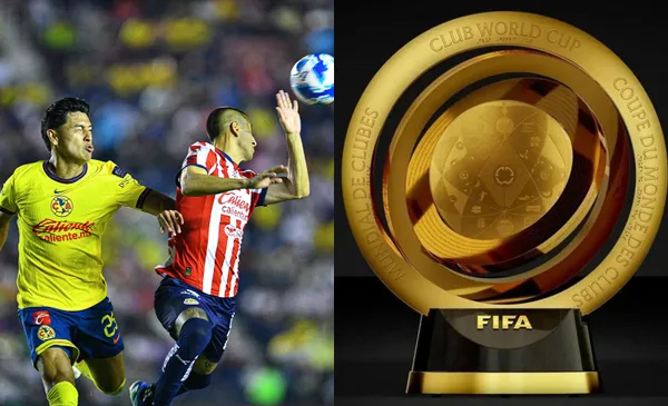 América elimina a Chivas, a la derecha, trofeo del Mundial de Clubes (Fuente: Mexsports y FIFA)