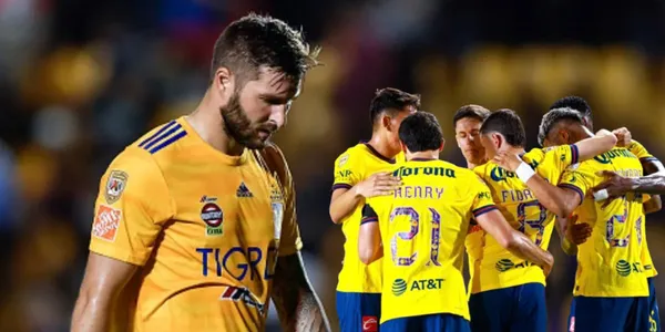 André-Pierre Gignac y jugadores del América (Fuente: MEXSPORT)