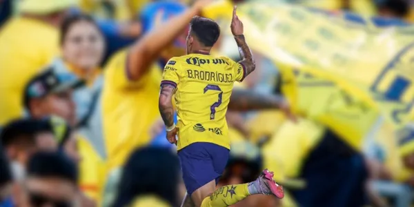 Brian Rodríguez festeja un gol (foto: Club América)