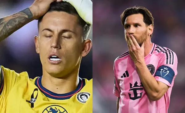 Brian se lamenta falla, a la derecha, Messi hace lo mismo (Fuente: Mexsports)