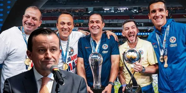 Cuerpo técnico de América y Mikel Arriola/FOTO: W Deportes