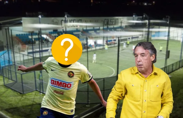 Emilio Azcárraga y futbolista del América con el rostro tapado/ Foto Musco Sports.