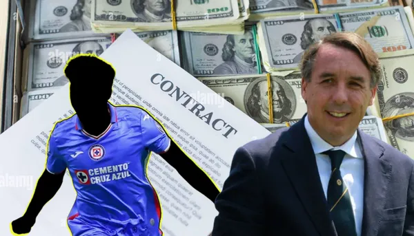 Emilio Azcárraga y jugador del Cruz Azul