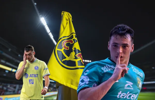 Federico Viñas mandando a callar y usando el uniforme del América/ Foto Mexsport.