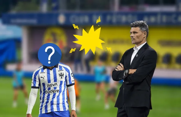 Fernando Ortiz de brazos cruzados y futbolista de Rayados/ Foto ESTO.