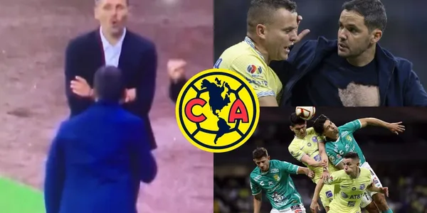 Fernando Ortiz llegó hasta los empujones con Larcamón entrenador de León