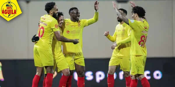 Festejo de Julián Quiñones en Arabia (Fuente: MEXSPORT)