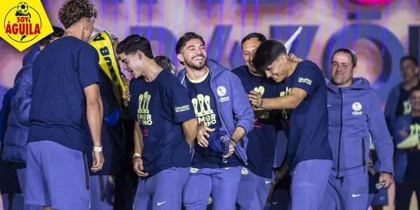 Festejos de los jugadores del América (Fuente: MEXSPORT)