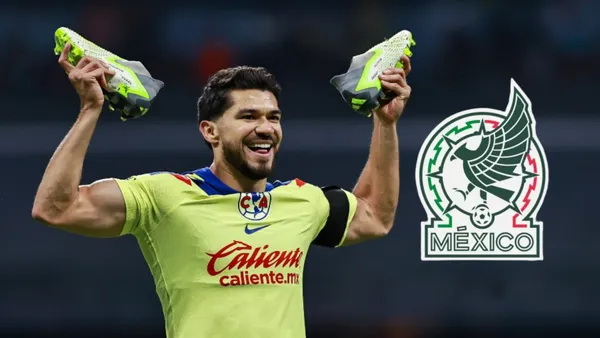 Henry Martín y escudo del Tri