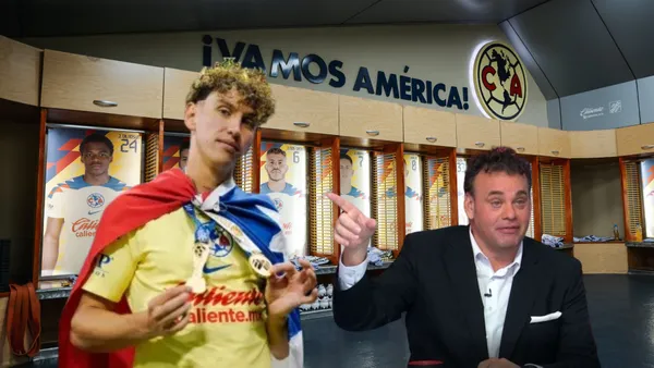 Igor Lichnovcsky y David Faitelson en vestidor del América