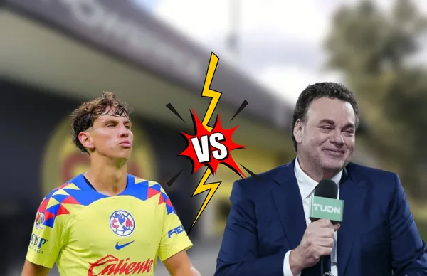 Igor Lichnovsky haciendo muecas, a su lado, David Faitelson/ Foto Récord.