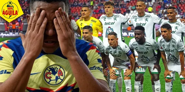 Ilistración de jugador del América triste y Club León (Fuente: GROK / MEXSPORT)