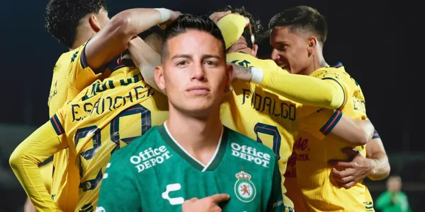 James Rodríguez y jugadores del América / Foto: MEXSPORT