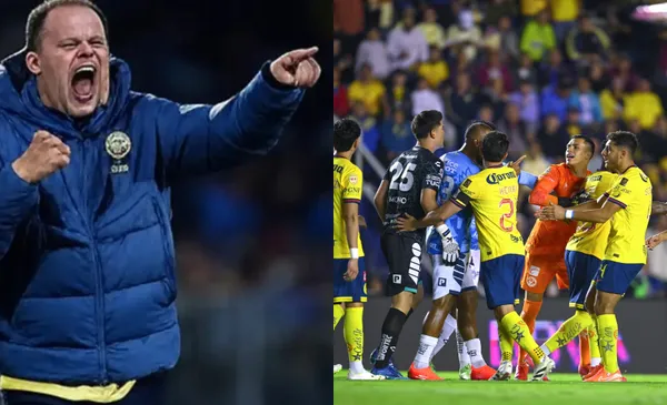 Jardine reprocha a sus jugadores, a la derecha, futbolistas del América e bronca (Fuente: Gronk y Mexsports)