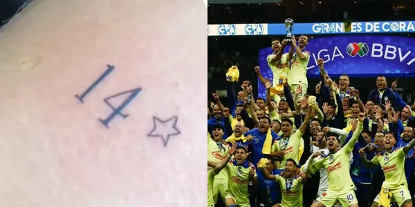 Jugador del Club América se hace un tatuaje instantes después de salir campeón.