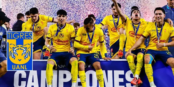 jugadores de América y escudo de Tigres/FOTO: América