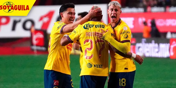 Jugadores de Club América festejando ante Xolos (Fuente: MEXSPORT)