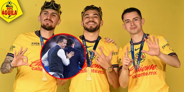 Jugadores del América festejando el tricampeonato (Fuente: MEXSPORT)