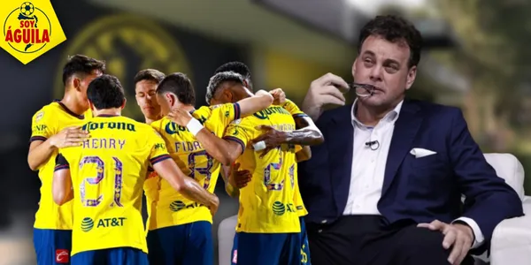 Jugadores del América y David Faitelson (Fuente: MEXSPORT)