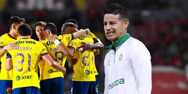 Jugadores del América y James Rodríguez (Fuente: MEXSPORT)