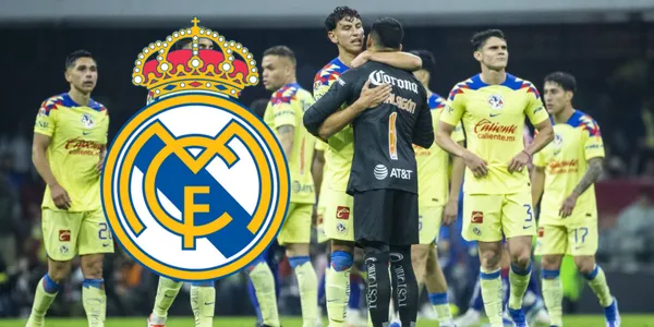 Jugadores del América y sello del Real Madrid (Fuente: MEXSPORT)