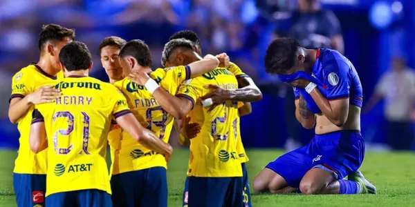 Jugadores del Club América y elemento de Cruz Azul / Foto: MEXSPORT