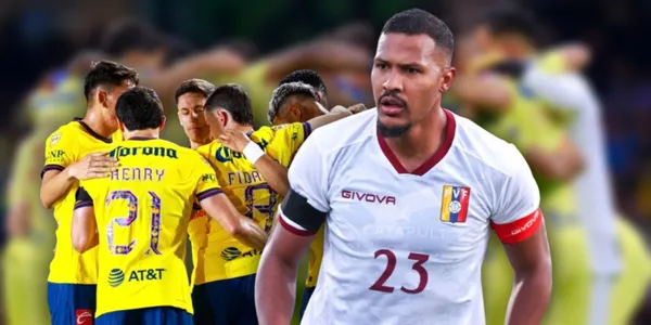 Jugadores del Club América y Salomón Rondón (Fuente: MEXSPORT)