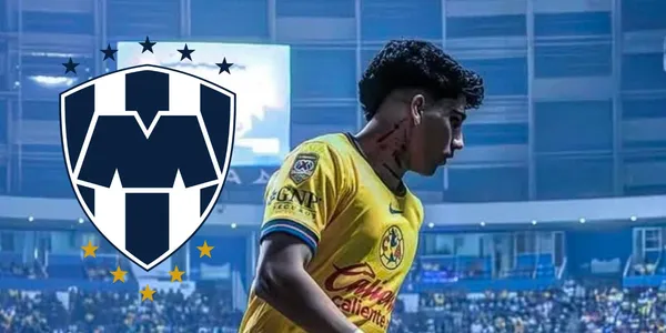 Kevin con América con el escudo de Rayados/FOTO: El Futbolero México