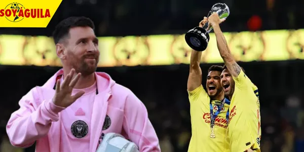 Lionel Messi y jugadores del América (Fuente: MEXSPORT)