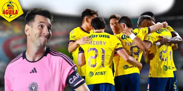 Lionel Messi y jugadores del América (Fuente: MEXSPORT)