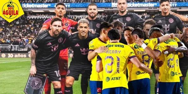 Lionel Messi y jugadores del América (Fuente: MEXSPORT)