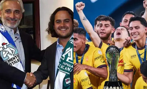 Los Martínez se saludan, a la derecha, América festeja (Fuente: Reforma y Mexsports)