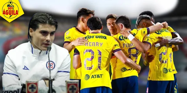 Luka Romero en Cruz Azul y jugadores del América (Fuente: MEXSPORT)