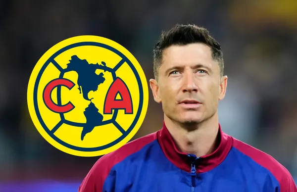 Robert Lewandowski y escudo del América/ Foto ABC.