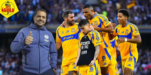 Santiago Baños y jugadores de Tigres (Fuente: MEXSPORT)