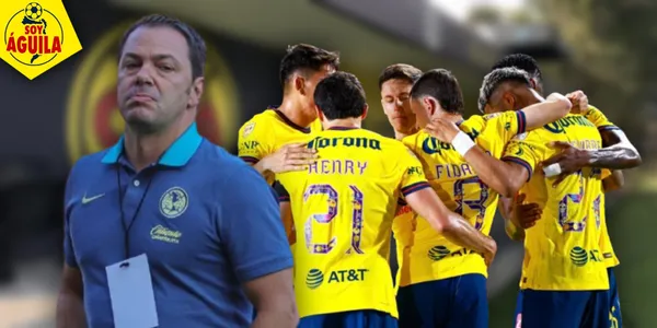 Santiago Baños y jugadores del América (Fuente: MEXSPORT)