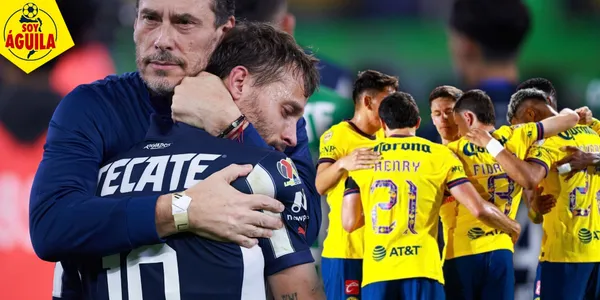 Sergio Canales en Rayados y jugadores del América (Fuente: MEXSPORT)