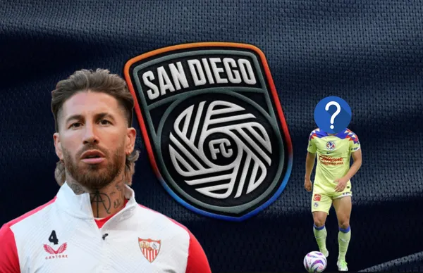 Sergio Ramos y jugador del América con el rostro tapado/ Foto Times of San Diego.