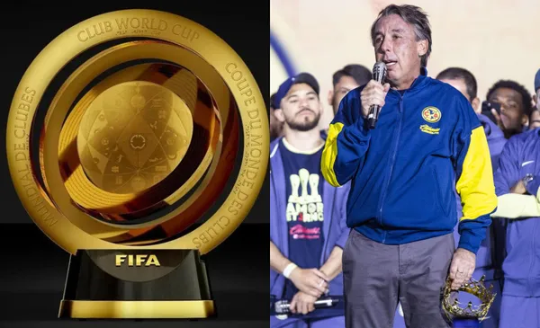 Trofeo del Mundial de Clubes, a la derecha, Azcárraga habla con gente (Fuente: Mexsports)