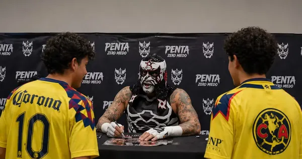 Penta Zero Mierdo y su reacción al toparse con dos aficionados del conjunto azulcrema.