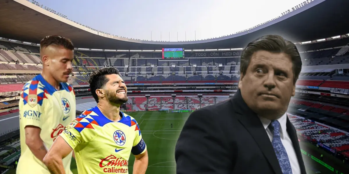 Henry Martín y Jonathan Dos Santos, Miguel Herrera a su lado/ Foto Estadio Azteca.