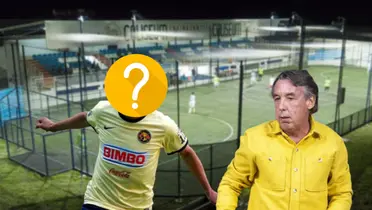 Emilio Azcárraga y futbolista del América con el rostro tapado/ Foto Musco Sports.
