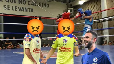 Jugadores del América molestos y Miguel Layún sonriendo/ Foto El Heraldo de Chihuahua.