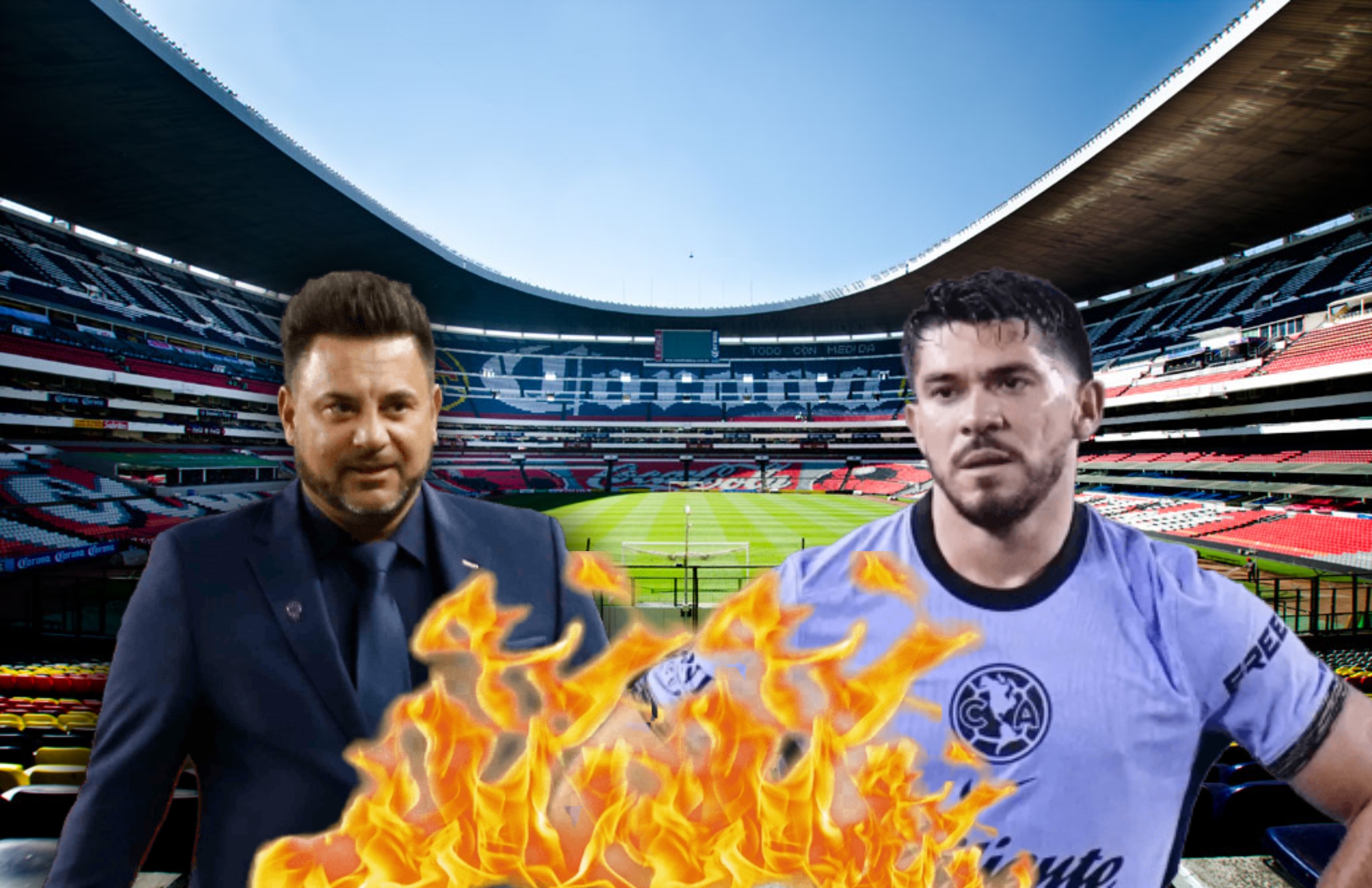 Antonio Mohamed y Henry Martín en llamas/ Foto Marca.